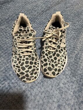 adidas Women’s Leopard Knit Sneakers in Cream and Black